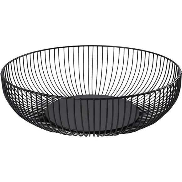 Metal Wire Countertop Fruit Basket Bowl - Black Fruit Bowl for Kitchen Counter - Picture 1 of 7